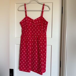 J. Crew Red Dress with White Accents
